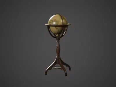 Antique Old Globe Low Poly Game Ready Low-poly 3D model