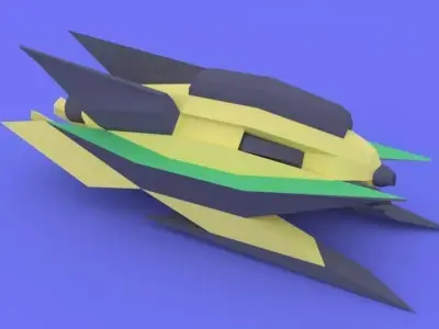 Alien Spaceship Laser Beam 3D Model Low-poly 3D model