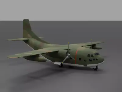 American Air Force Airlifter Fairchild C-123 Provider Low-poly 3D model