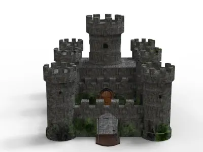 Medieval Castle Low-poly 3D model 7