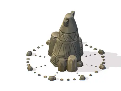 Handpaint Cartoon Stone Memorial Totem Symbol Low-poly 3D model 2