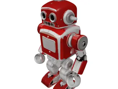 Retro Red Robot Toy Figure 3D model
