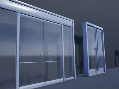 Commercial Glass Doors Low-poly 3D model