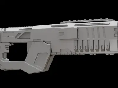 Mecha hard surface assault rifle 3D model buy