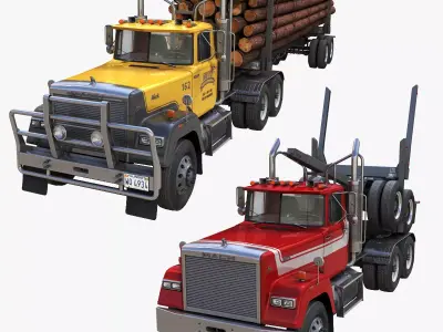 SuperLiner log truck Low-poly 3D model