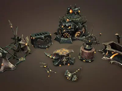 Undead forge collection Low-poly 3D model