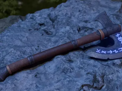 Viking Axe Low-poly 3D model 36