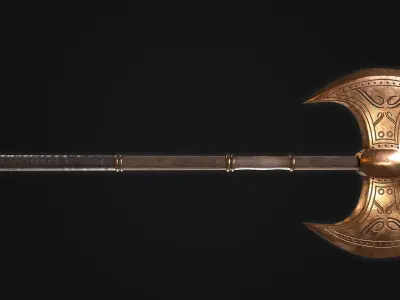 Ancient Greek Labrys Axe and Dory Spear MidPoly Game Ready Low-poly 3D model
