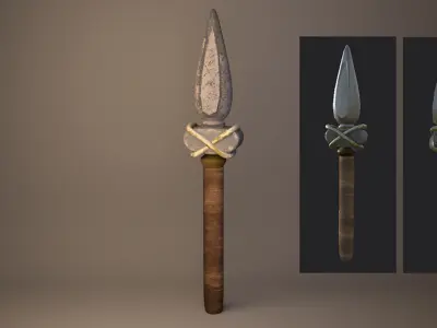 weapon sword with wooden handle Low-poly 3D model