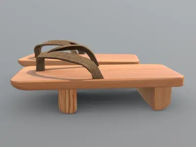 Geta 1 two wooden sandals Low-poly 3D model