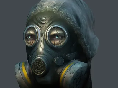Gas mask helmet 3d model military combat fantasy cyborg  Low-poly 3D model