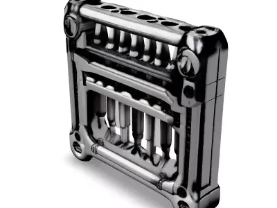 SciFi Chrome Engine Block Low-poly 3D model
