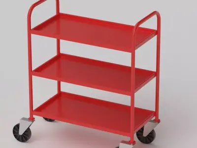Red Service Trolley 3D model