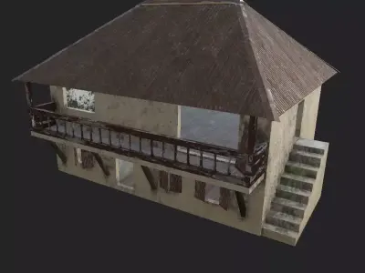 Abandonned tropical house Free low-poly 3D model