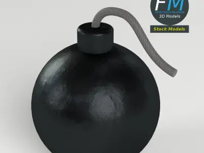 Bomb with fuse 3D model purchase