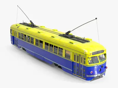  Antique Tram Yellow Blue 