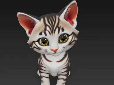 Optimized Low-Poly Kitten 3D Model UE5- Unity Real-Time Ready Low-poly 3D model shop