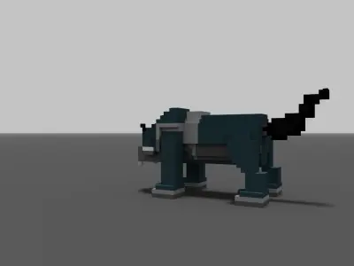Wolfie pixel dog in minecraft Low-poly 3D model