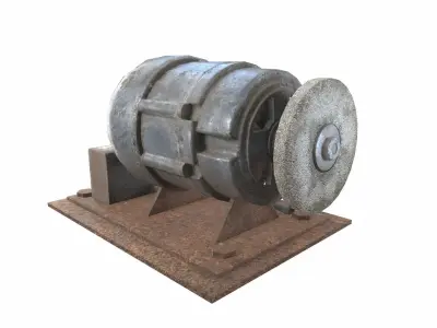 old rusty diy grindstone da1 Low-poly 3D model