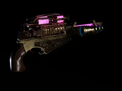 Steampunk pistol Low-poly 3D model