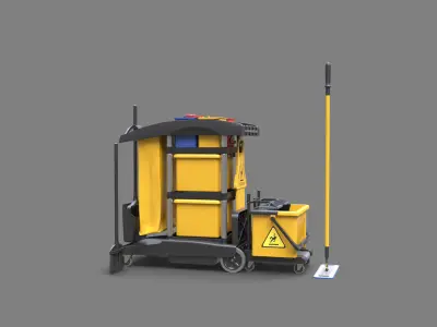 Cleaning Cart Low-poly 3D model buy