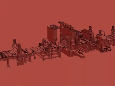Metal Sheet Straightening Rolling and Cutting Machine 3D model
