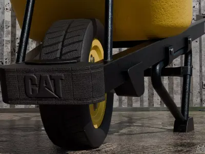 Wheelbarrow Low-poly 3D model 8