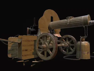 Maxim machine gun Low-poly 3D model by a-nabilnew