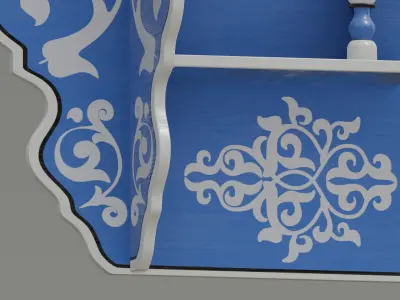Hand painted Wall Shelf 3D model