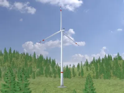 Wind-turbine with foundation V1 H-175 RD 172 m Low-poly 3D model