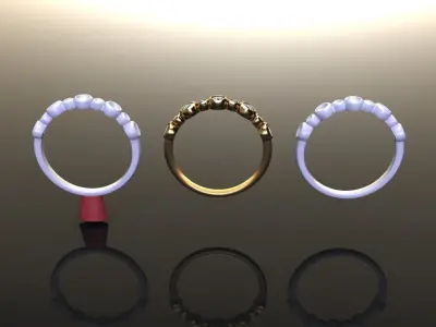 Basket Bezel Cluster Simple Diamond Band Ring 3D print model