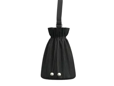 Black Cotton Bucket Bag 3D model