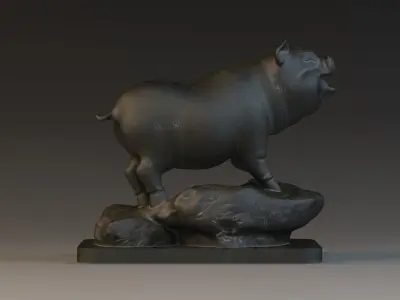 Pig Sculpture  Animal Parts 3D printing artwork Art 3D model