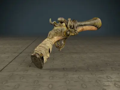 Flintlock Pistol Low-poly 3D model shop