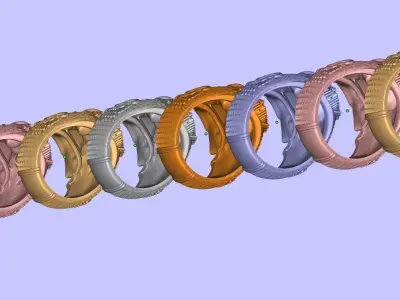 decorative skull ring 3d print ready model US 4 TO 13 sizes  3D print model