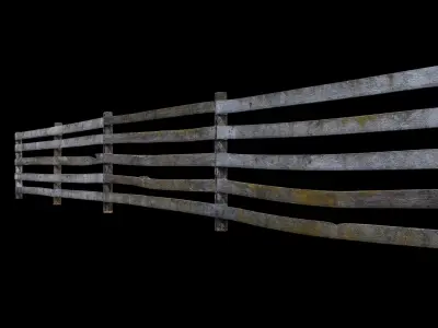 Old Farm Fence Low-poly 3D model