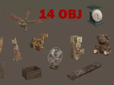 Debris Groundfill Junk XX2 Trash Game Ready Low-Poly 3D Model Low-poly 3D model