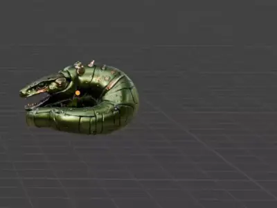 Cybernetic Coil Beast  PBR Sci-Fi Creature Asset 3D model