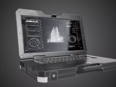  Construction Site Military Laptop Low-poly 3D model