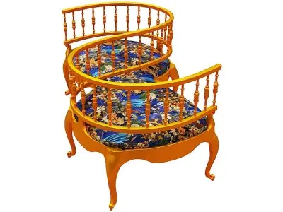 Antique courting chair Low-poly 3D model purchase