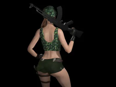 Military Girl Low-poly 3D model purchase
