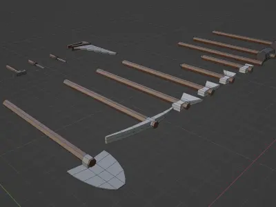 Low poly tools set of 3D model