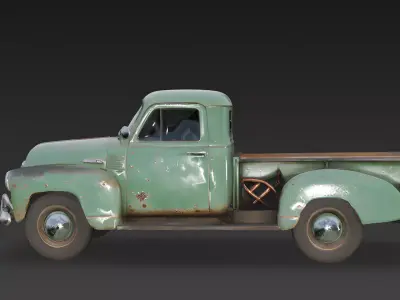 Realistic 50s Classic Pickup Truck 3d model Low-poly 3D model