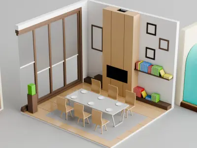 Modern Home Interior 3D Model Pack Free low-poly 3D model