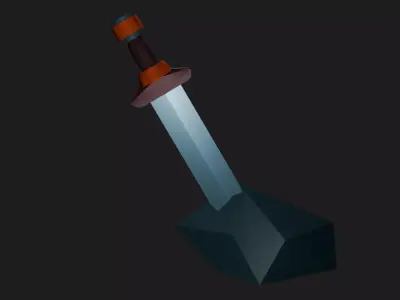 Low Poly Sword Game Ready and Textured Free 3D model