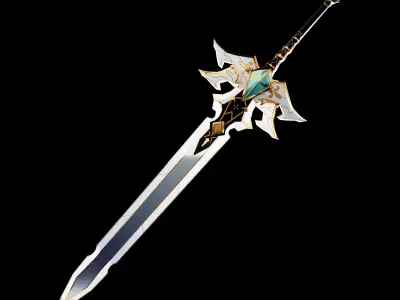 white wing sword Low-poly 3D model