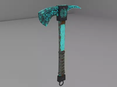 Mystical Scandinavian Ax  low-poly 3Dmodel Low-poly 3D model