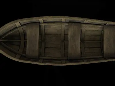 Wooden Boat Low-poly 3D model