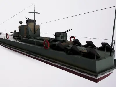 Small river armored boat project 1125 Low-poly 3D model