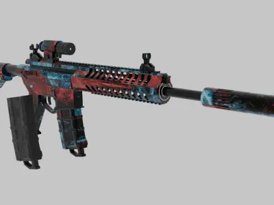 P-416 airsoft rifle with paint job Free low-poly 3D model
